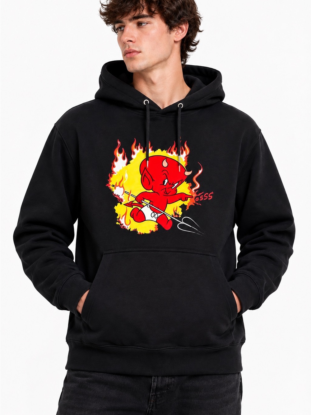 NWT! Sandro x Hot Stuff “The Little Devil” Black Hoodie — Men’s Size M